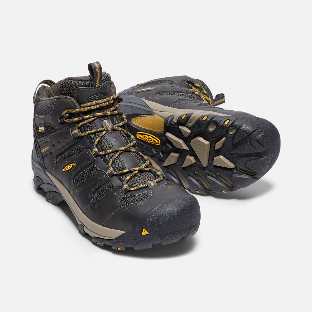 Keen Trekking Bot Erkek Siyah Kahverengi - Lansing Mid Waterproof (Steel Toe) - Türkiye NULH25931